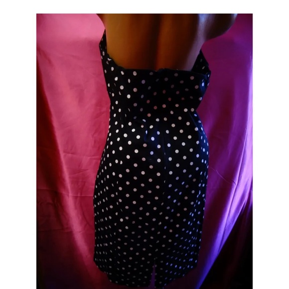 Jones New York halter dress navy blue white polka dot wiggle pinup tie cotton 14 - Picture 7 of 8